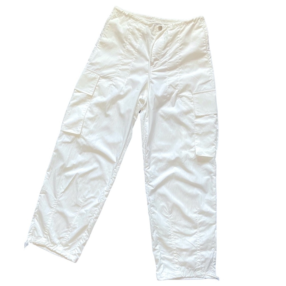 White Relaxed Fit Track Pants with Lightweight Fabric